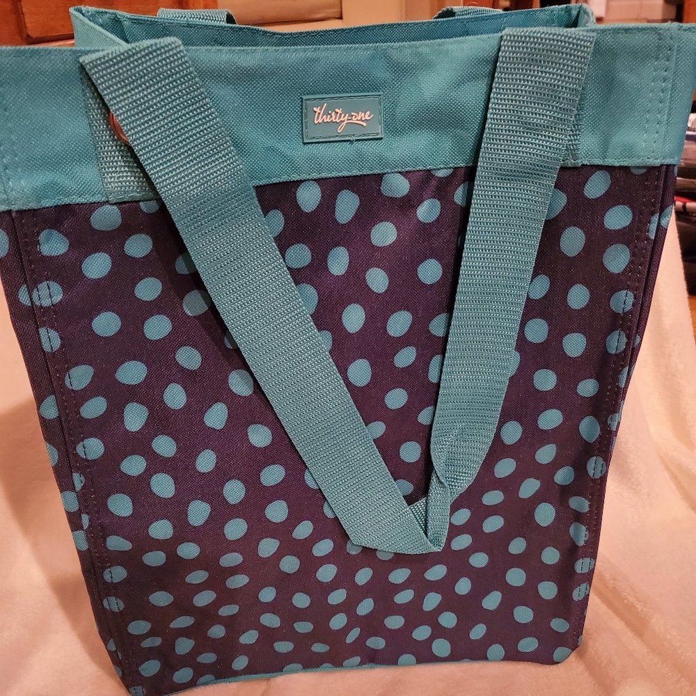 Thirty-One Essential Storage Tote, Navy Lotsa Dots